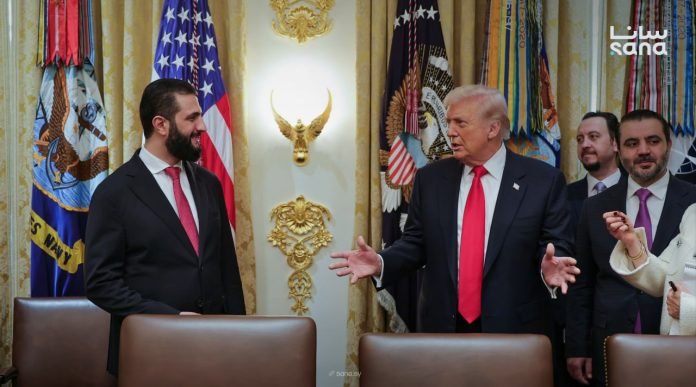 Syrian President Ahmed al-Sharaa visits White House Photo of Syrian President Ahmed Al-Sharaa talking to US President Donald Trump