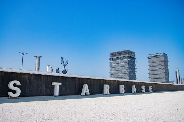 The Starbase sign adjoining Texas State Highway 4
