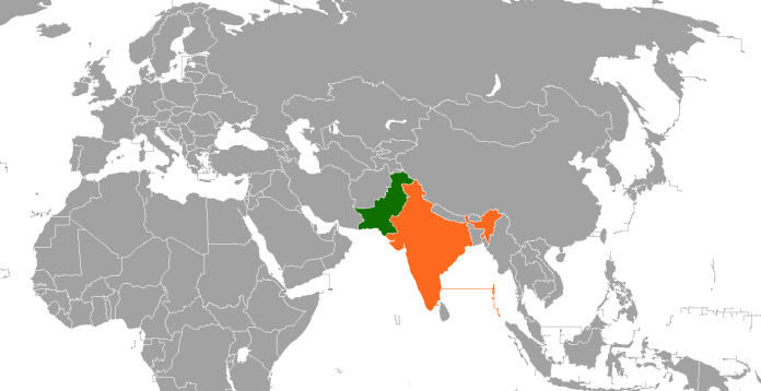 De facto map between Pakistan and India