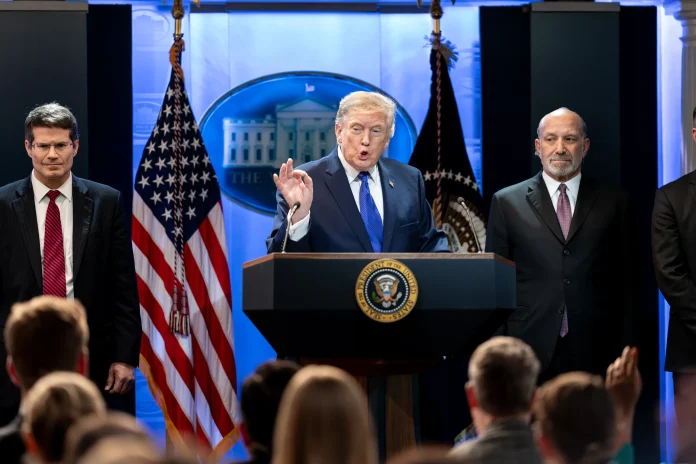 President Donald Trump delivers remarks on the supreme court ruling on tariffs