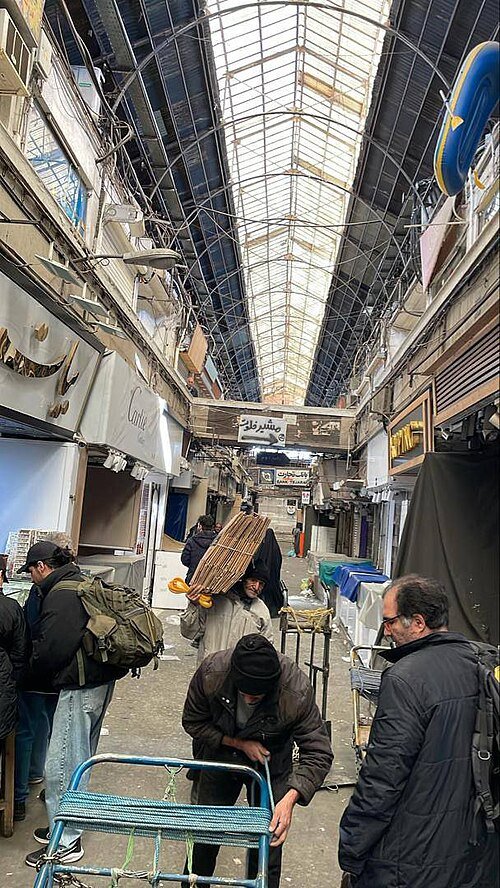 Shops being shut down at a bazaar in protest