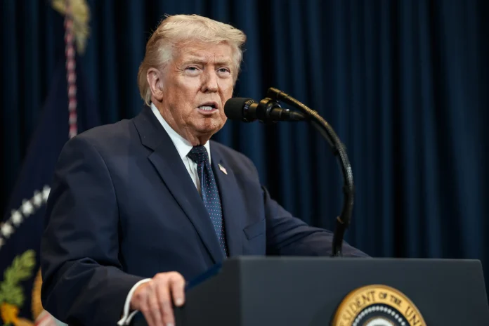 President Donald Trump at White House Press Conference