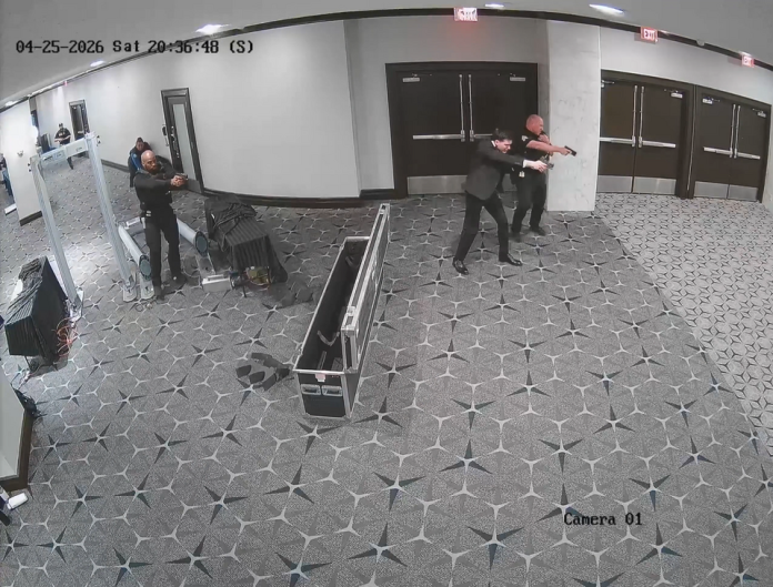Law enforcement responds to a security incident at the White House Correspondants' Dinner