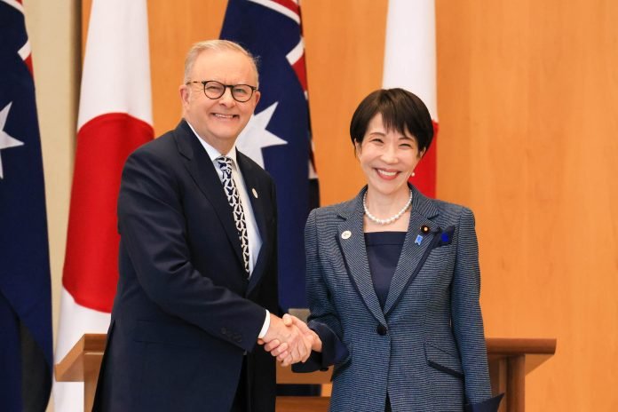 Japanese PM Sanae Takaichi with Australian PM Anthony Albanese